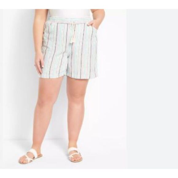 Lane Bryant NWT Linen Blend Pull On Tie Waist Shorts Plus Size 14/16 - Picture 1 of 12